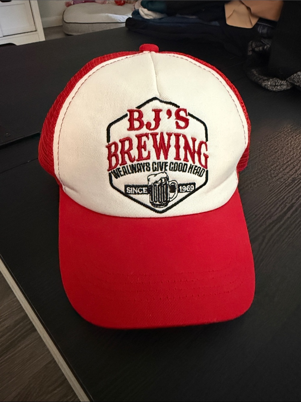 BJ's Brewing Red & White Trucker Hat